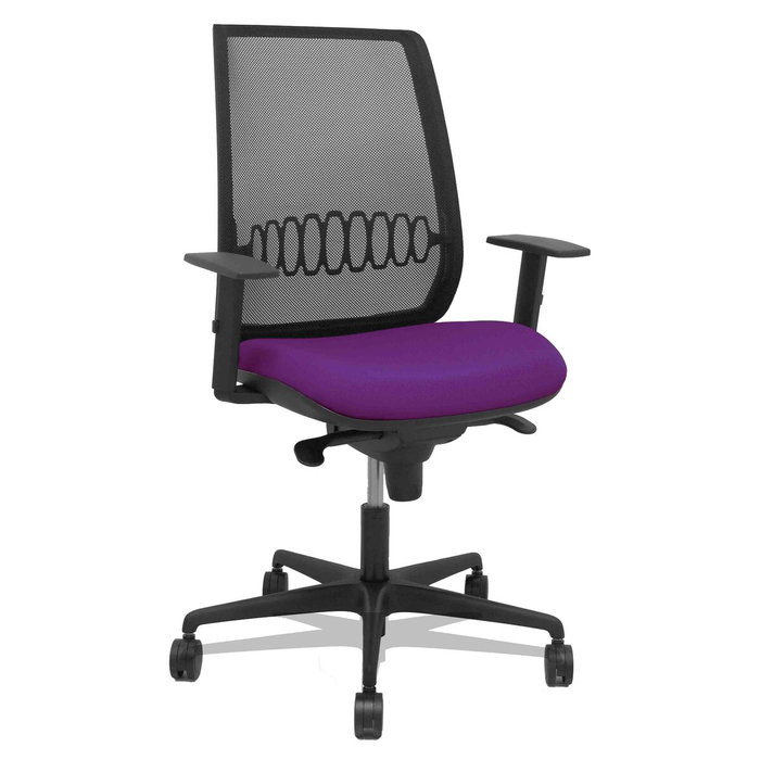 Piqueras y Crespo Silla Alares con Mecanismo Sincro, Malla Negra y Asiento Morado Piqueras y Crespo Silla Alares con Mecanismo Sincro, Malla Negra y Asiento Morado