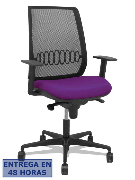 Piqueras y Crespo Silla Alares con Mecanismo Sincro, Malla Negra y Asiento Morado Piqueras y Crespo Silla Alares con Mecanismo Sincro, Malla Negra y Asiento Morado