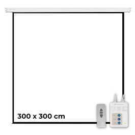 Phoenix technologies Pantalla-300 - Pantalla de Proyección Eléctrica 169 Pulgadas (300x300 cm) de Techo/Pared, Mando a Distancia, Superficie Blanca Mate, Formatos 1:1, 4:3, 16:9