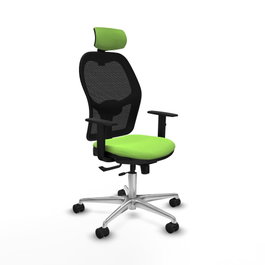 PIQUERAS Y CRESPO Silla de oficina Jorquera con mecanismo Sincro/Traslack color Pistacho y Negro