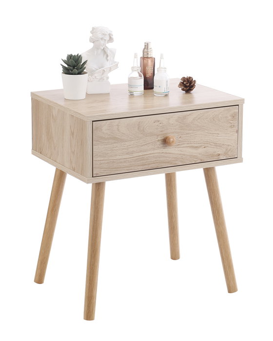 Inde -24- Mesita de Noche Auxiliar de Madera, 30 cm de Ancho, Mesilla para Dormitorio, Color Natural (4 Unidades)