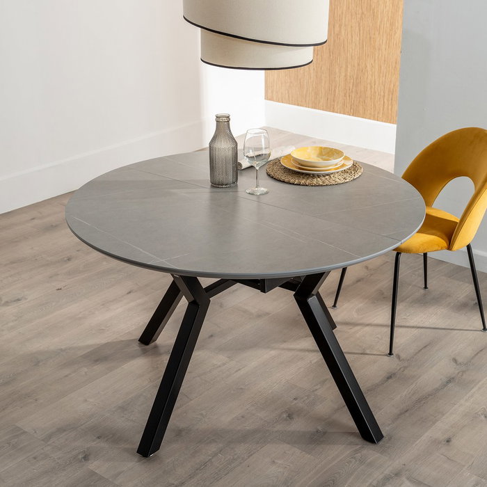 Mesa Extensible Gris-Negro 120 X 120 X 75 cm