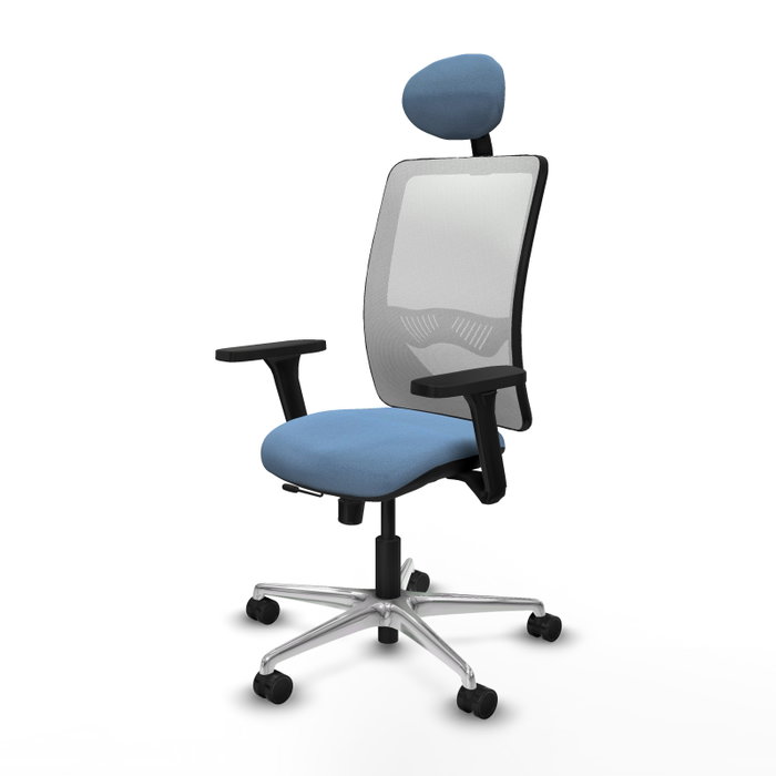PIQUERAS Y CRESPO Silla de oficina Zulema con mecanismo Sincro/Traslack, Azul cielo y Blanco