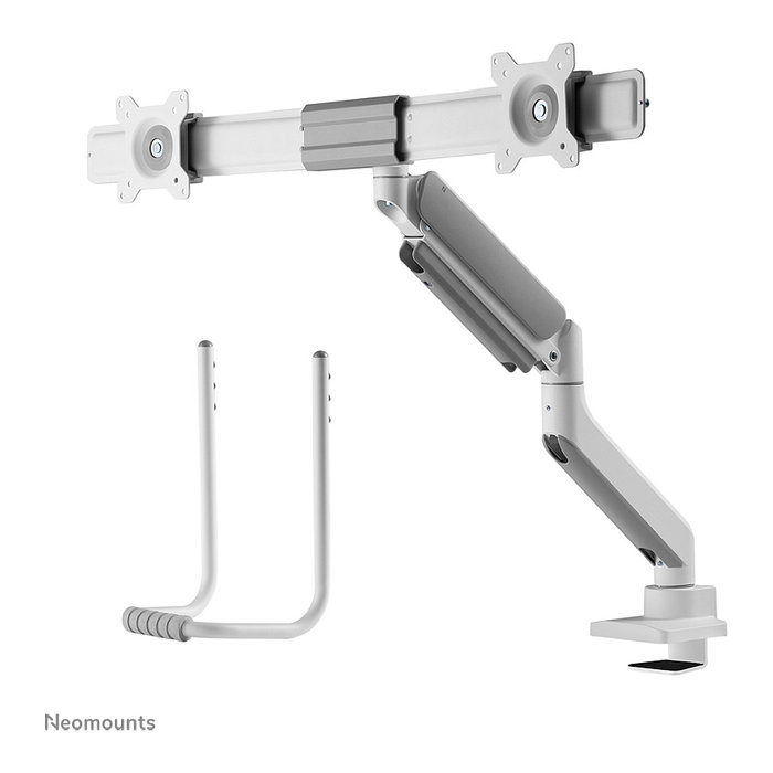 Neomounts Brazo de Monitor para 2 Pantallas DS75-450WH2, 17-32 Pulgadas, 8kg por Pantalla, Resorte de Gas, Blanco