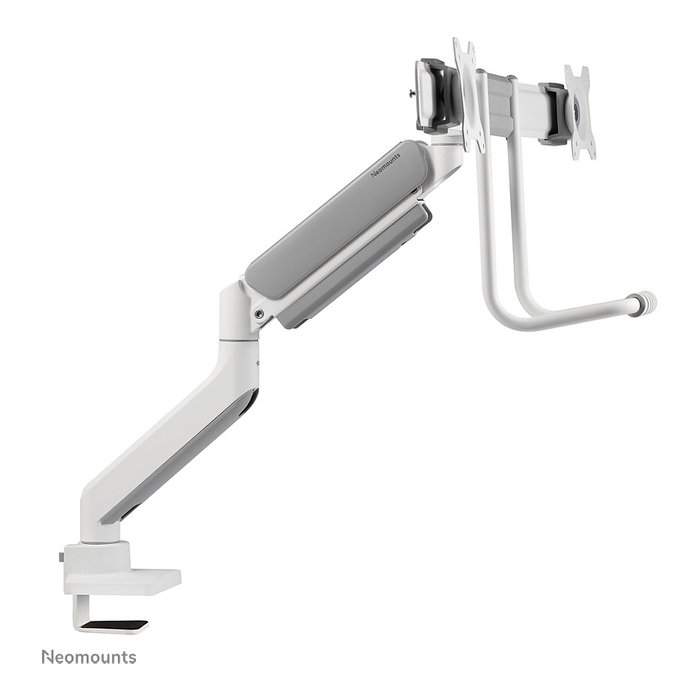 Neomounts Brazo de Monitor para 2 Pantallas DS75-450WH2, 17-32 Pulgadas, 8kg por Pantalla, Resorte de Gas, Blanco