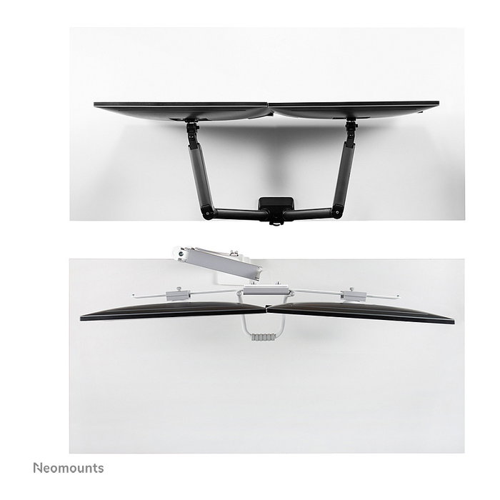 Neomounts Brazo de Monitor para 2 Pantallas DS75-450WH2, 17-32 Pulgadas, 8kg por Pantalla, Resorte de Gas, Blanco