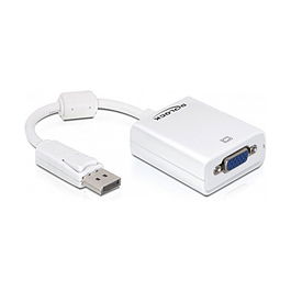 Delock 61766 - Adaptador de DisplayPort Macho a VGA (D-Sub) Hembra, Longitud de Cable 0.125 m, Color Blanco