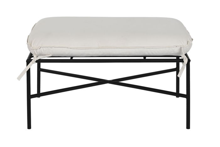 DKD Home Decor Reposapies Negro Crudo Metal Poliester 45 x 43 x 70 cm