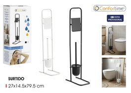 Inde Portarrollos WC con Escobillero Confortime, Organizador de Acero Inoxidable para Baño, 27 x 14.5 x 79.5 cm (6 Unidades)