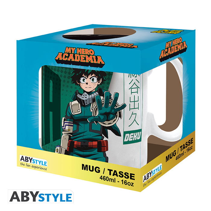 Abystyle - Taza My Hero Academia Deku & Dynamight, 460 ml, Diseño Sublimado, Licencia Oficial, Personajes Deku Bakugo, Coleccionable, Cerámica, Apta Microondas y Lavavajillas