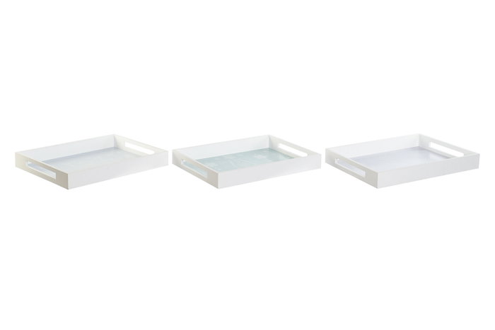 DKD Home Decor Set de 3 Bandejas MDF Surtidas 40x30x5 cm