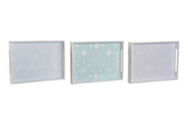 DKD Home Decor Set de 3 Bandejas MDF Surtidas 40x30x5 cm