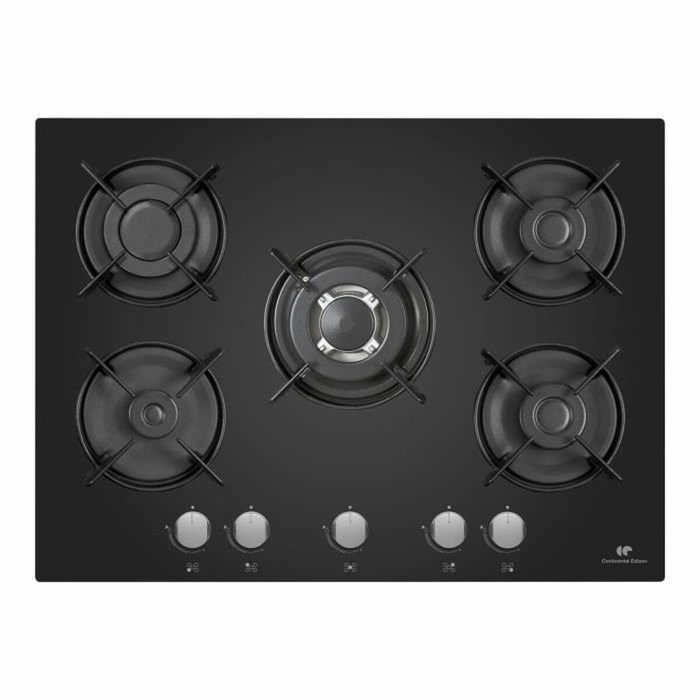 Continental Edison Tabla de 5 fuegos en vidrio negro