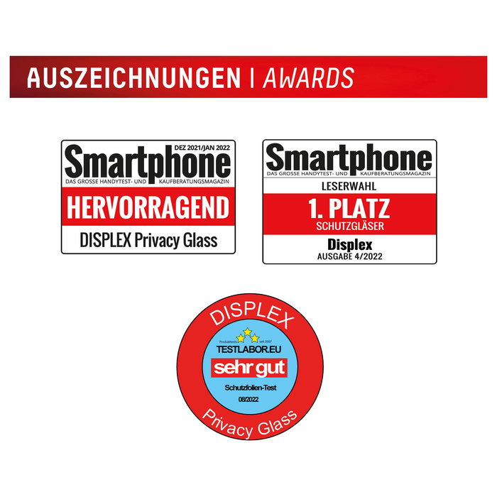 Displex 02016 Protector de Pantalla de Privacidad de Vidrio Templado 10H para Apple iPhone 16, Filtro de Privacidad, Anti-Huellas, Aplicacion en Seco, 1 Pieza