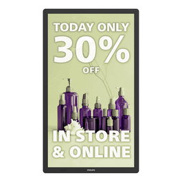 Philips 25BDL4150I Pantalla de Señalización Digital de 25.3" (64.3 cm), 3200 x 1800 Pixeles, WiFi, Android 11, Procesador Rockchip PX30S, 2 GB RAM, 16 GB, Montaje VESA