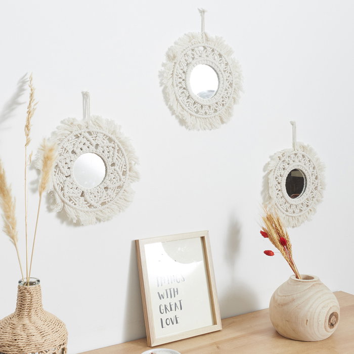 Home Deco Factory JGO. 3 ESPEJOS BOHO H.28 CM Home Deco Factory JGO. 3 ESPEJOS BOHO H.28 CM