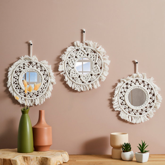 Home Deco Factory JGO. 3 ESPEJOS BOHO H.28 CM Home Deco Factory JGO. 3 ESPEJOS BOHO H.28 CM