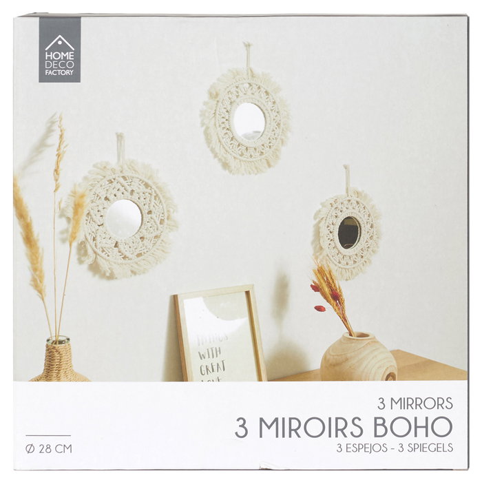Home Deco Factory JGO. 3 ESPEJOS BOHO H.28 CM Home Deco Factory JGO. 3 ESPEJOS BOHO H.28 CM