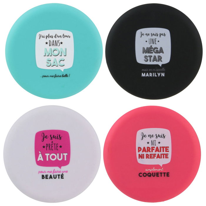 Dites-le avec des Mots 2 Espejos De Bolsillo Con Funda, Uno Con 3 Aumentos, 7.7cm Diametro