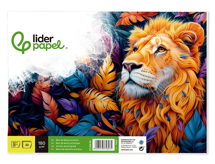 Liderpapel Bloc Dibujo Artístico Encolado 230x325mm 20 Hojas 180 g/m² Blanco Sin Recuadro
