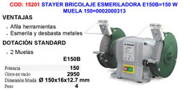STAYER Esmeriladora E150B 150 W con muela de 150 mm
