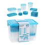 Basics Cajas de Almacenaje con Tapa, 100 Piezas, 50 Recipientes Transparentes + 50 Tapas Verdes, Incluye Tamaños: 12.6L, 900ml, 354ml, 660ml, 118ml, 950ml, 945ml, 473ml, 260ml