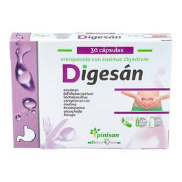 PINISAN Digesan 30Cap Suplemento para el Normal Funcionamiento Digestivo con Enzimas Digestivas y Probióticos