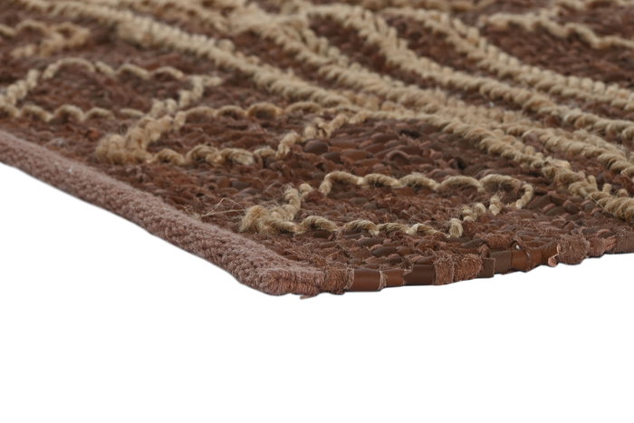 DKD Home Decor Alfombra Marron Yute Cuero Algodón 180 x 120 cm Tejido Polyester