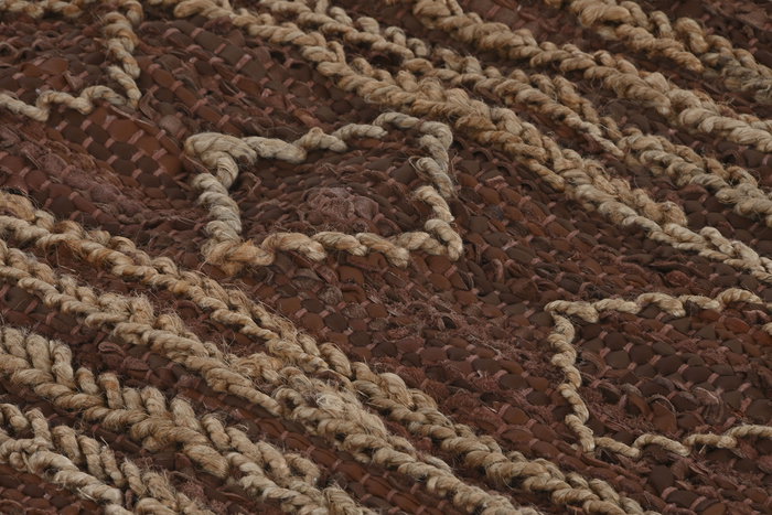 DKD Home Decor Alfombra Marron Yute Cuero Algodón 180 x 120 cm Tejido Polyester