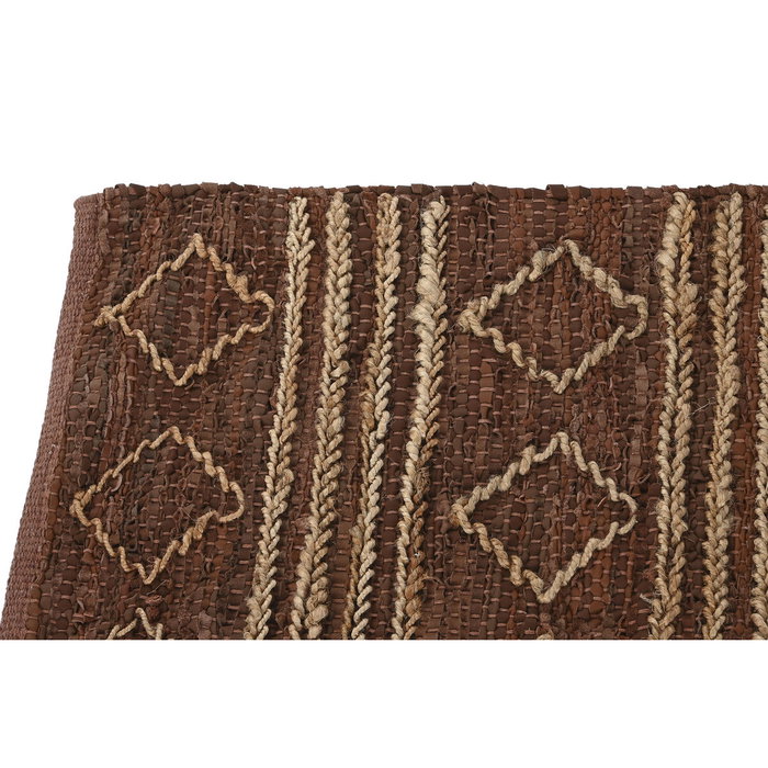 DKD Home Decor Alfombra de Yute y Cuero con Diseño de Rombos, 120x180 cm
