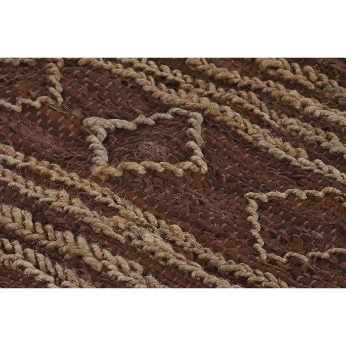 DKD Home Decor Alfombra de Yute y Cuero con Diseño de Rombos, 120x180 cm