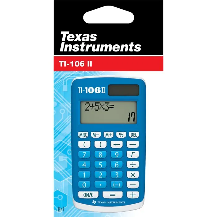 Texas Instruments Calculadora Científica TI-106 II Solar, Azul, Modelo TEX1743573645286 Texas Instruments Calculadora Científica TI-106 II Solar, Azul, Modelo TEX1743573645286