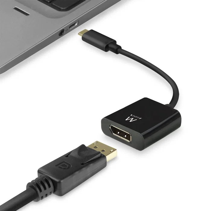 Ewent EW9825 Adaptador USB Tipo C a DisplayPort (Macho-Hembra) 4K 60Hz, Cable 0.15 m Negro