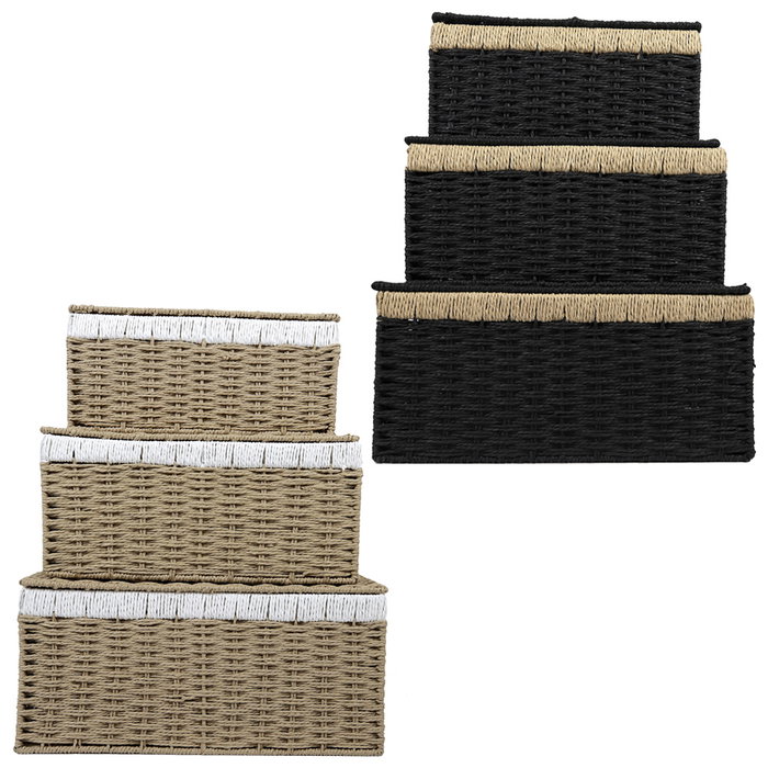 Home Deco Factory Juego de 3 Cajas de Almacenamiento con Tapa