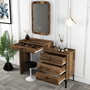 Hanah Home Lizbon 546 Cómoda Industrial Moderna Color Nogal con Espejo, Melamina, Patas Metálicas