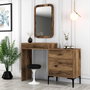 Hanah Home Lizbon 546 Cómoda Industrial Moderna Color Nogal con Espejo, Melamina, Patas Metálicas