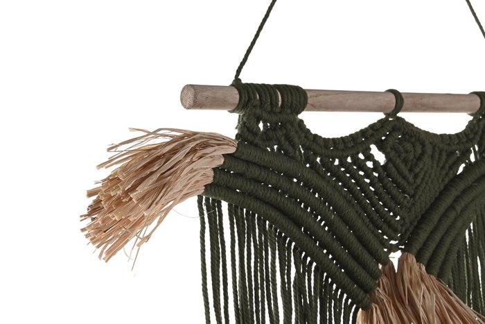 DKD Home Decor Decoración Colgante de Fibra Verde y Natural 45x3x75 cm