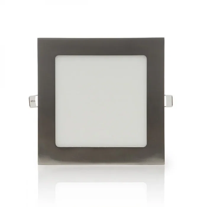 Placa LED 12W 1200Lm 2700K Cuadrada Niquel Satinado 50.000H [GL-CL-S12N-WW]