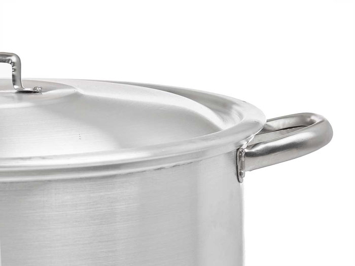 Kinvara Olla de Aluminio 38 cm, 35 Litros, apta para gas, horno y lavavajillas, Color Plata (Set de 2)