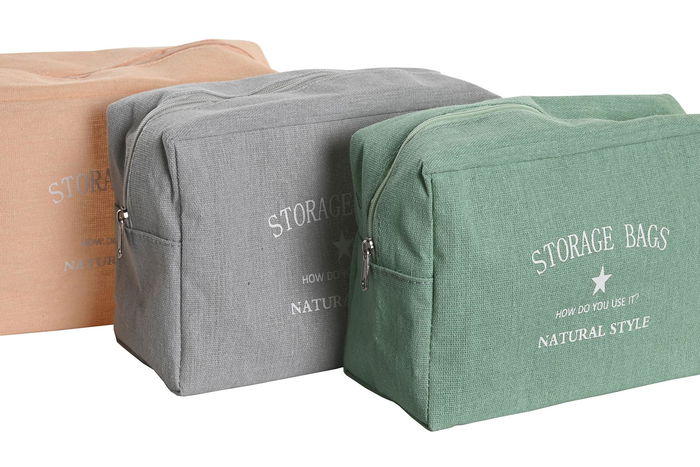 DKD Home Decor Neceser Moderno Naranja Gris Verde Menta 8 x 14 x 20 cm (Pack 12 Unidades)