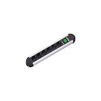 Bachmann PRIMO Regleta de 6 salidas AC, 1,75 m, Negro/Gris