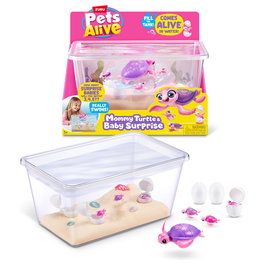 ZURU Pets Alive 9560 - Mama Turtle & Baby Surprise, Juguete Interactivo de Tortuga con Pilas Incluidas, para Niños a Partir de 3 Años