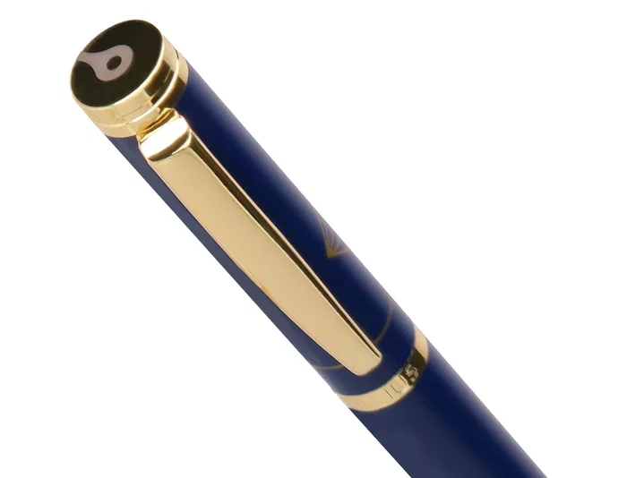 Belius Soiree Boligrafo y Estuche Color Azul Marino y Dorado Tinta Azul Punta 0,8 mm en Caja de Diseño Art Deco Elegante