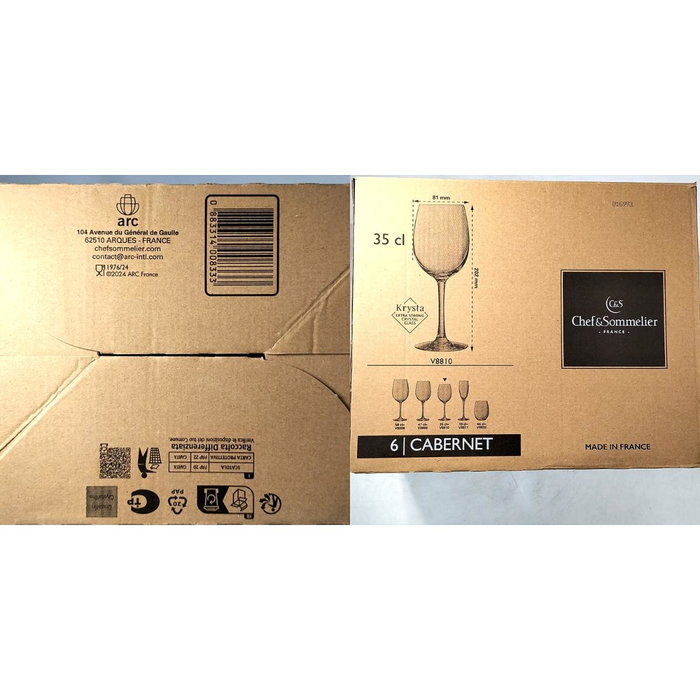 Chef & Sommelier Caja 6 Copas Tulip Vino Krysta Eco Cabernet Tulip 35 cL
