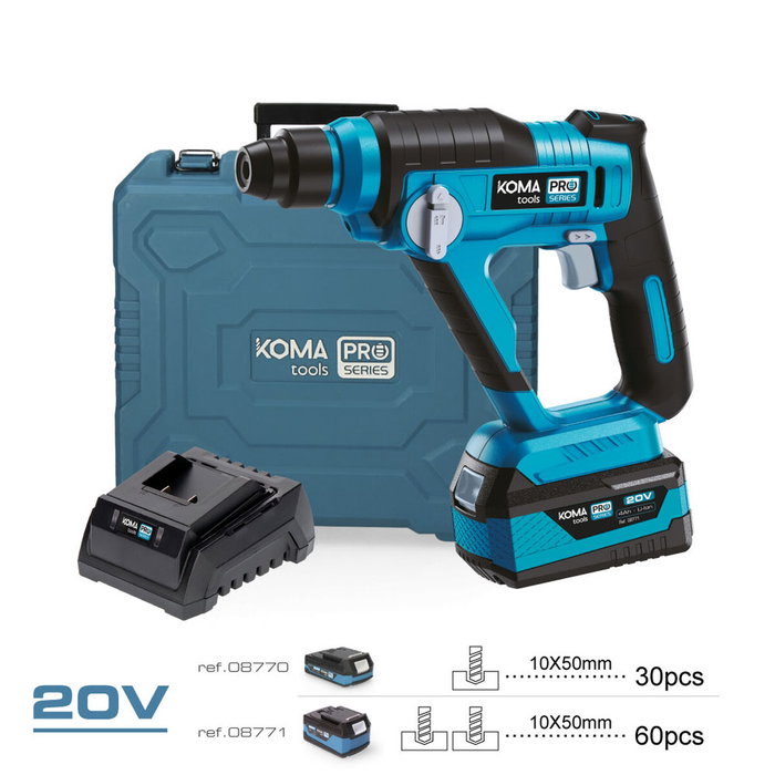Koma Tools Kit martillo percutor compacto 20 V con batería 4 Ah y cargador
