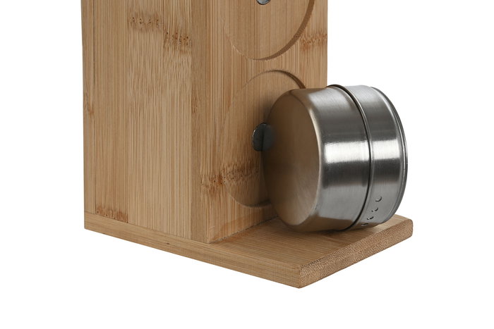 DKD Home Decor Utensilios Básicos Set de 6 Bambú Inox Natural Plateado 13 x 27 x 8 cm