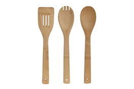 DKD Home Decor Utensilios Básicos Set de 6 Bambú Inox Natural Plateado 13 x 27 x 8 cm