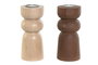 DKD Home Decor Portavelas de Pino para Vela de Té (Surtido de 2)