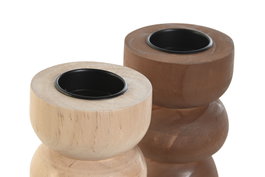 DKD Home Decor Portavelas de Pino para Vela de Té (Surtido de 2)