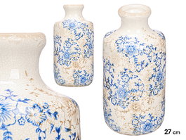 Giftdecor Jarron Nonna Botella Cerámico Azul Beige Blanco 27 cm Alto (Set de 6)